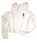 HE ROSE EMBROIDERED CREAM CROPPED HOODIE