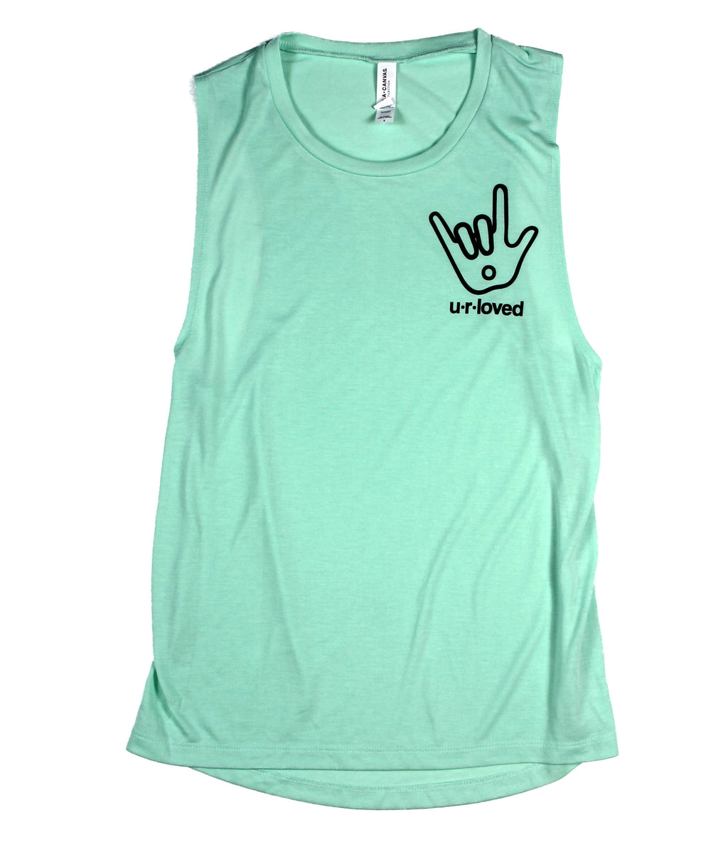 U.R.LOVED MINT WOMEN'S FLOWY MUSCLE TANK