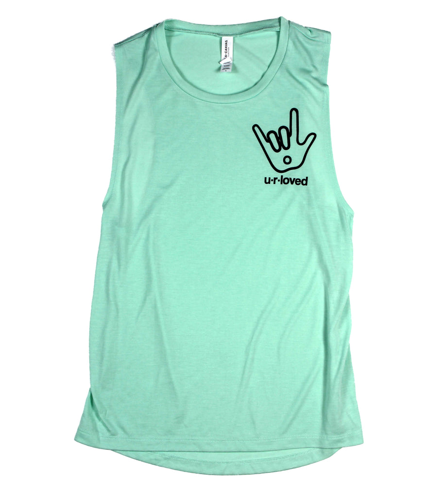 U.R.LOVED MINT WOMEN'S FLOWY MUSCLE TANK