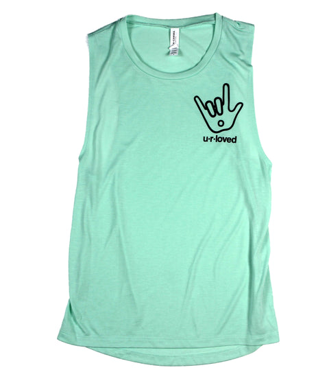 U.R.LOVED MINT WOMEN'S FLOWY MUSCLE TANK