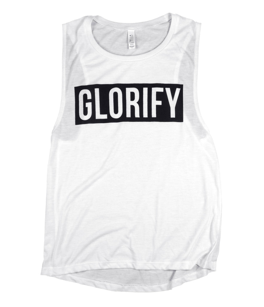 GLORIFY WHITE FLOWY MUSCLE TANK