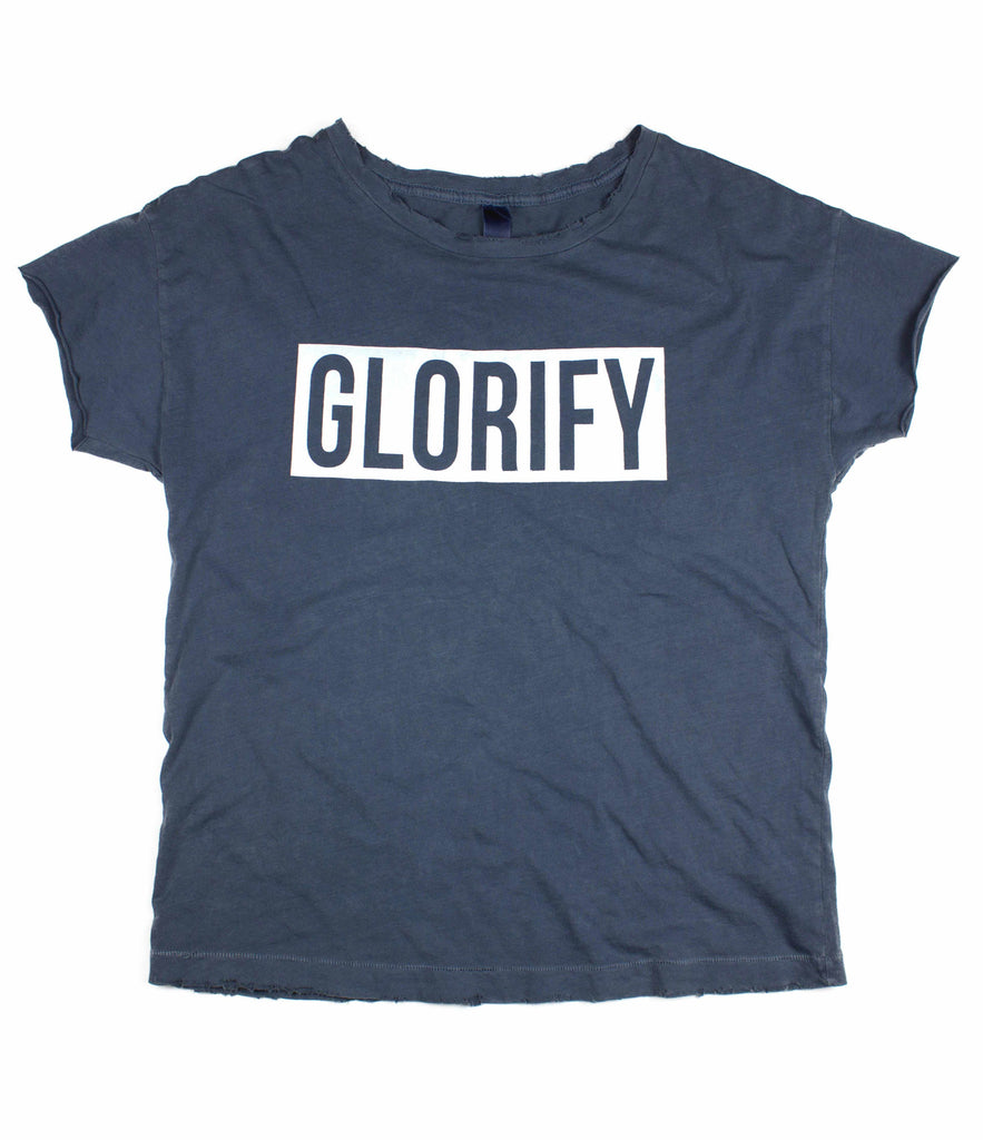 GLORIFY BLUE DISTRESSED WOMEN'S T-SHIRT