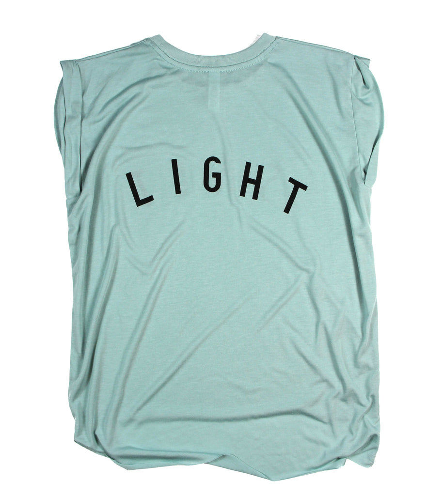 SALT + LIGHT DUSTY BLUE WOMEN'S ROLLED CUFF MUSCLE T-SHIRT