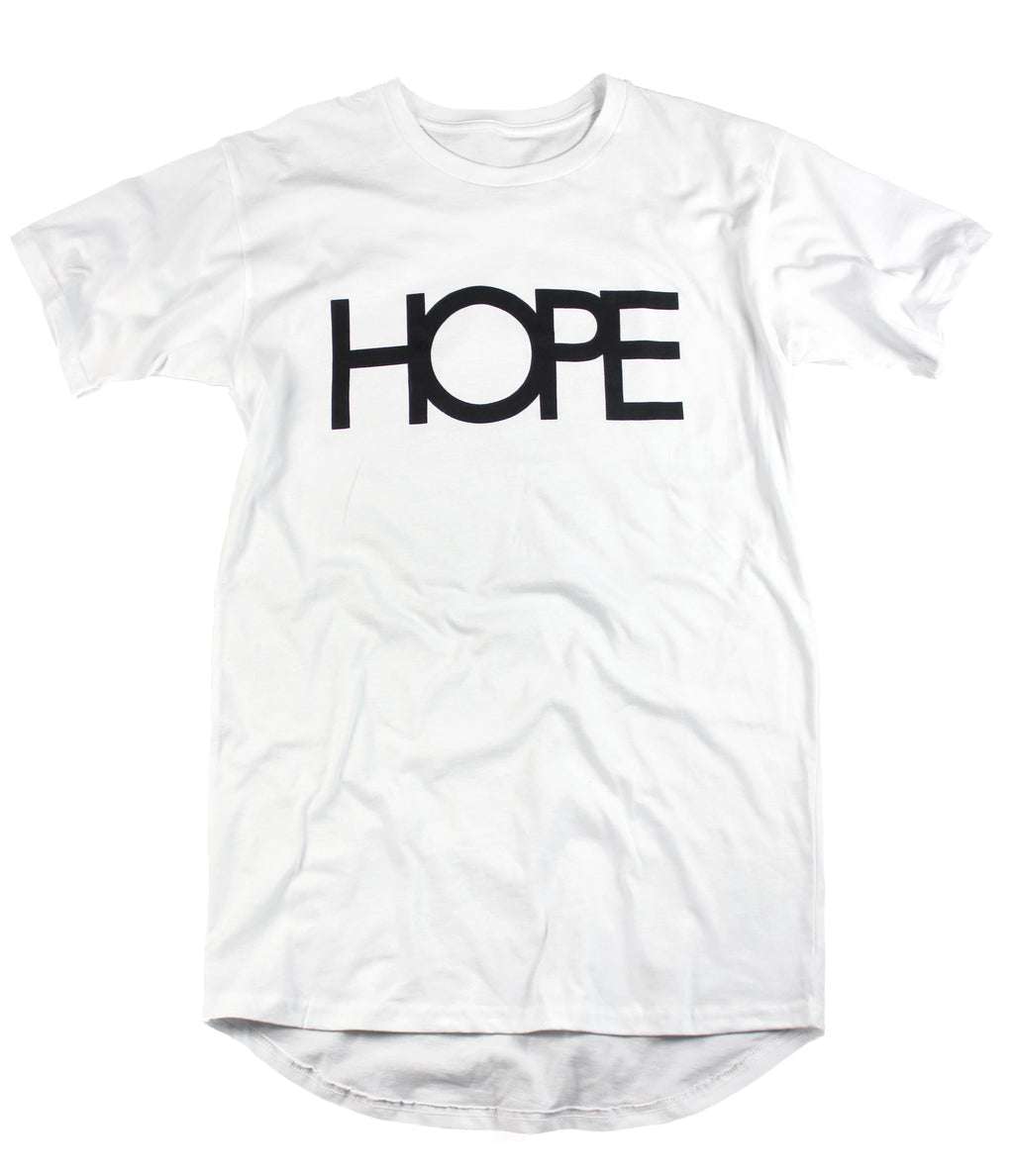 HOPE WHITE LONG-BODY T-SHIRT