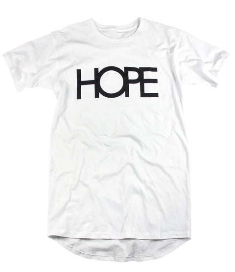 HOPE WHITE LONG-BODY T-SHIRT