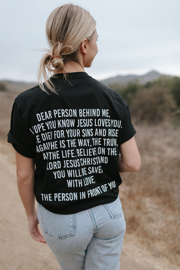 GOOD NEWS CARRIER BLACK SLEEVE T-SHIRT