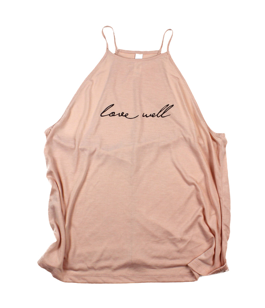 LOVE WELL PEACH WOMEN'S FLOWY HIGH NECK TANK