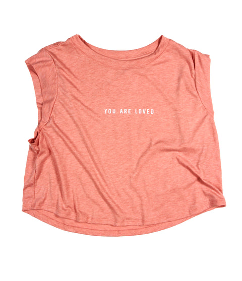 YOU ARE LOVED SUNSET WOMEN'S CROPPED MUSCLE TANK