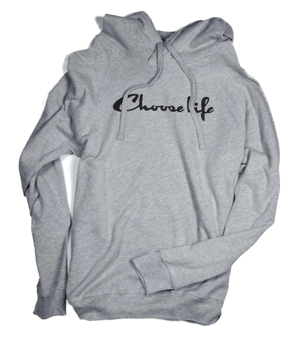 CHOOSE LIFE GRAY CROSSOVER HOODIE