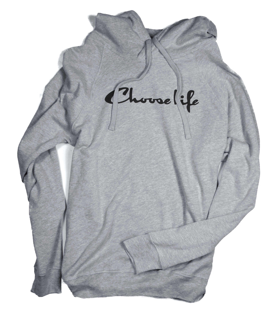 CHOOSE LIFE GRAY CROSSOVER HOODIE