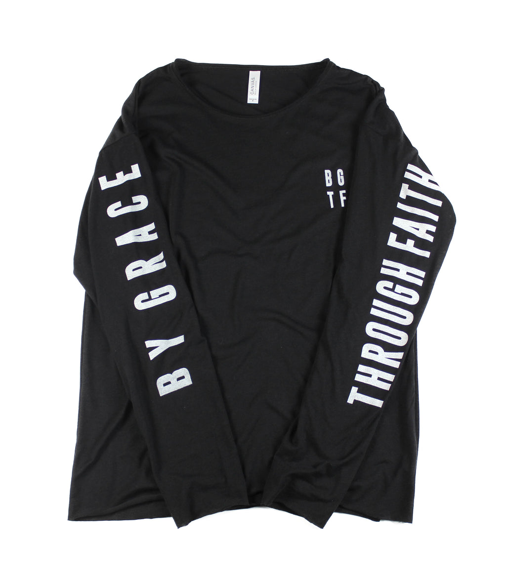 BY GRACE THROUGH FAITH BLACK RAW NECK LONG SLEEVE