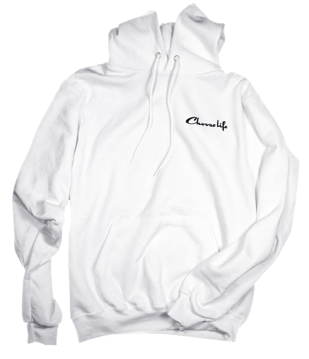 CHOOSE LIFE WHITE HOODIE