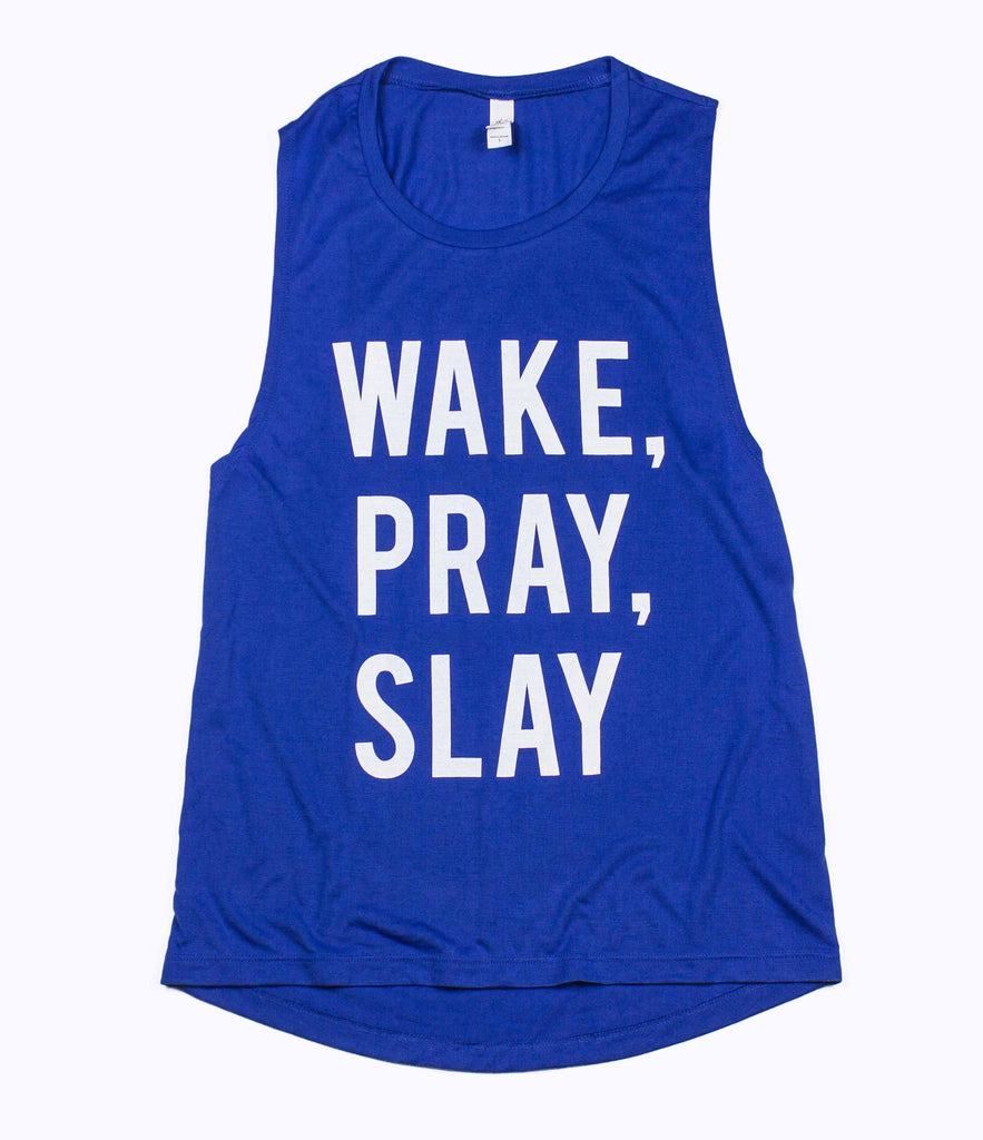 WPS BLUE FLOWY WOMEN'S MUSCLE TANK