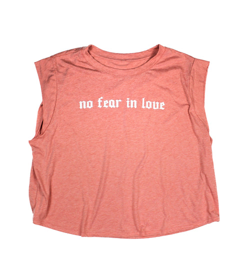 NO FEAR IN LOVE SUNSET WOMEN'S CROPPED MUSCLE TANK