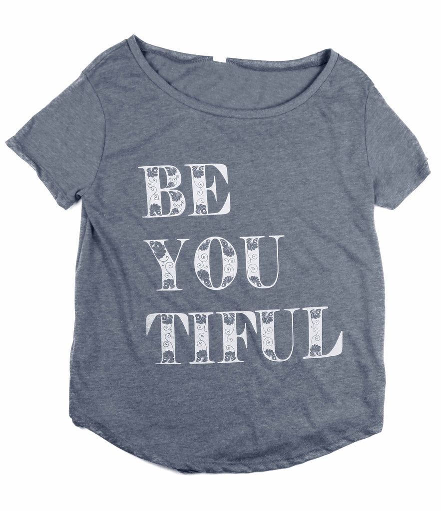 BEYOUTIFUL SLATE BLUE WOMEN'S SCOOP NECK T-SHIRT