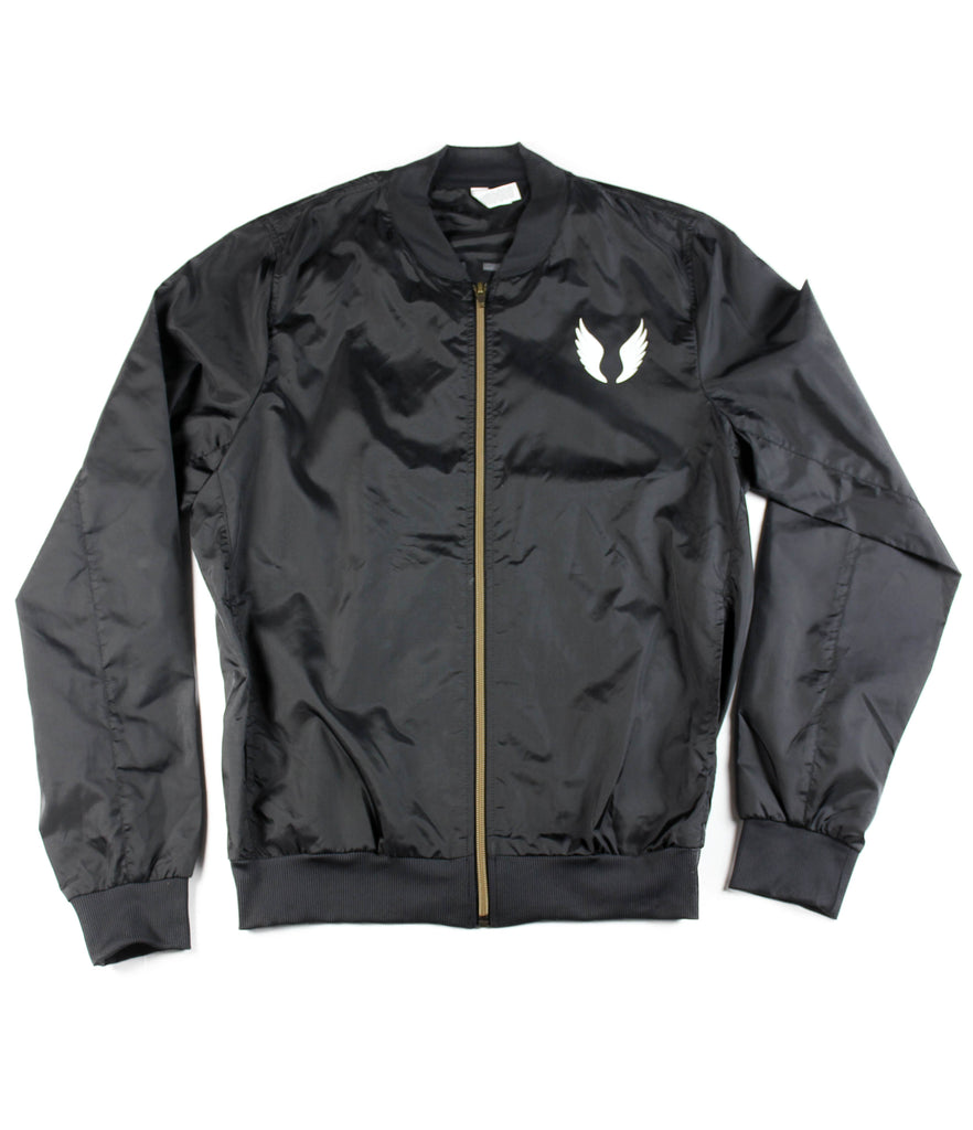 UNDER HIS WINGS BLACK LIGHTWEIGHT BOMBER JACKET