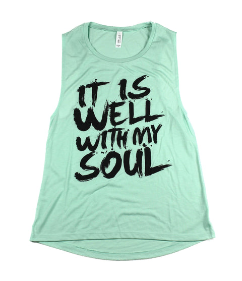 IT IS WELL MINT WOMEN'S FLOWY MUSCLE TANK