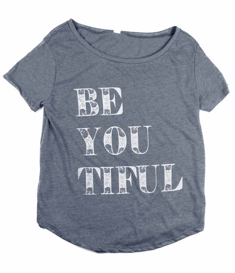 BEYOUTIFUL SLATE BLUE WOMEN'S SCOOP NECK T-SHIRT