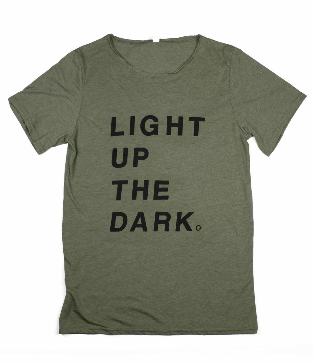 LIGHT UP THE DARK OLIVE RAW NECK T-SHIRT