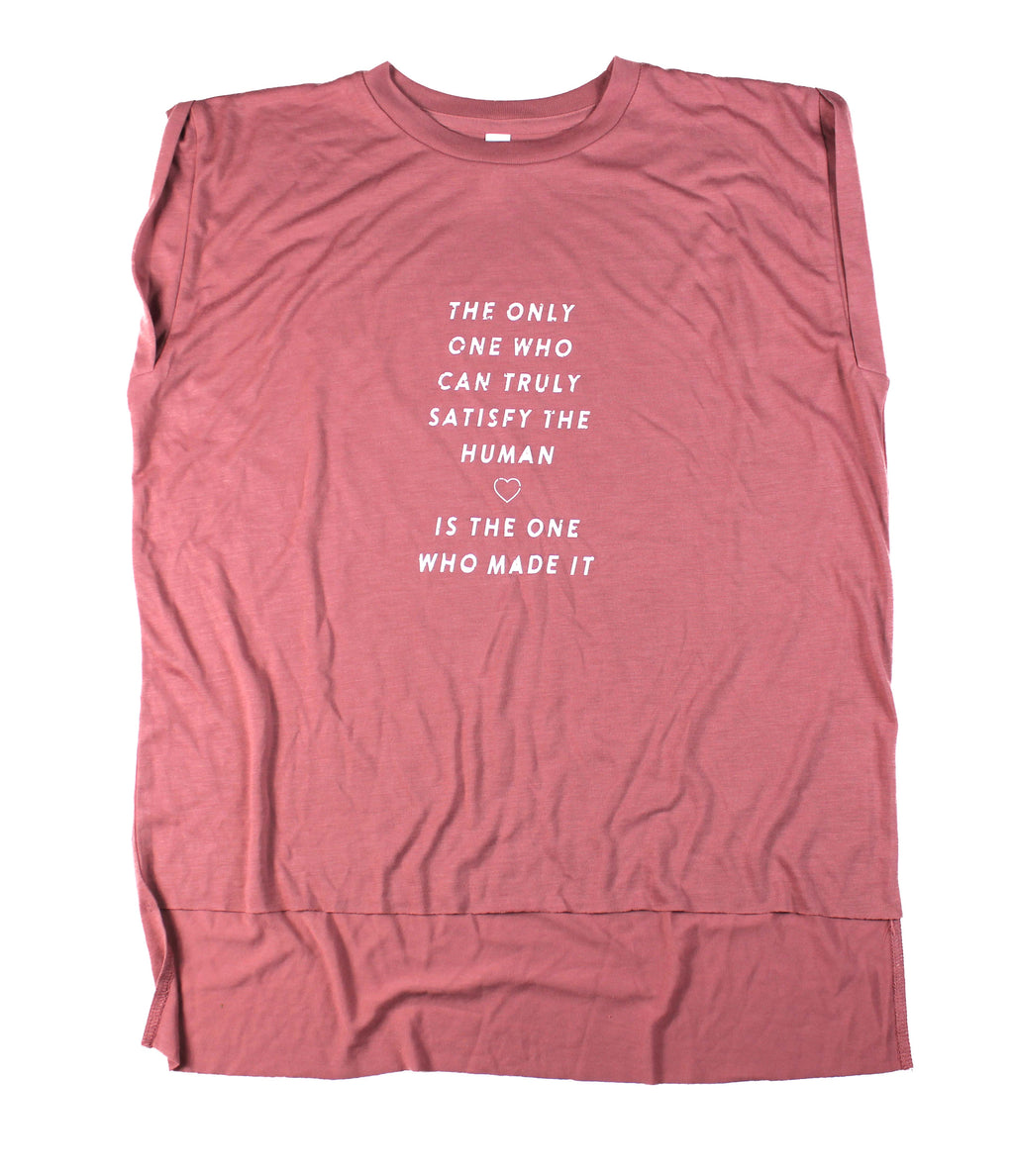 TRULY SATISFY MAUVE WOMEN'S ROLLED CUFF MUSCLE T-SHIRT