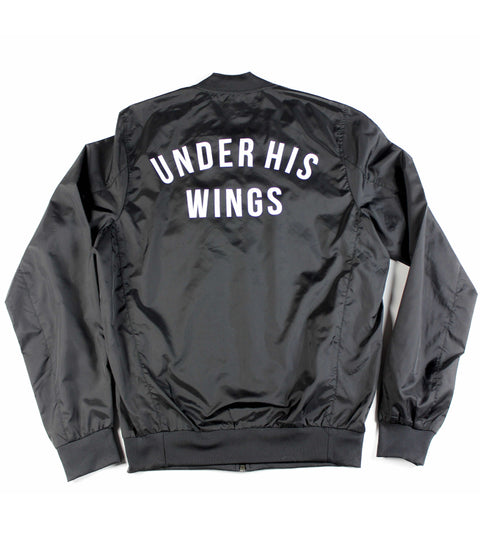 UNDER HIS WINGS BLACK LIGHTWEIGHT BOMBER JACKET