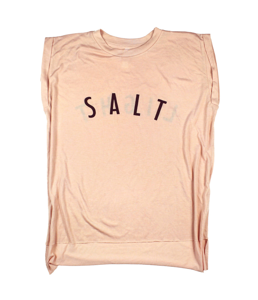 SALT + LIGHT PEACH WOMEN'S ROLLED CUFF MUSCLE T-SHIRT
