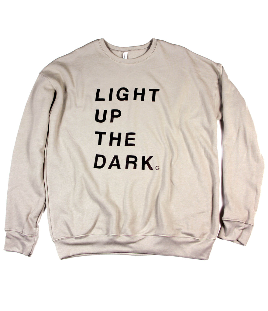 LIGHT UP THE DARK HEATHER STONE CREWNECK SWEATSHIRT