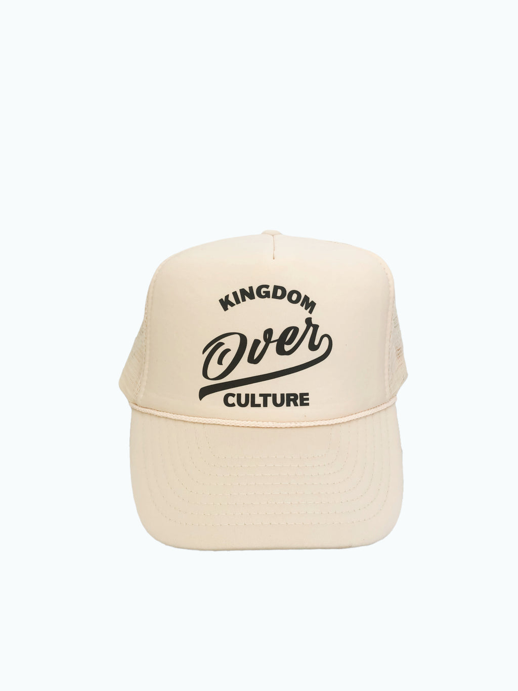 KINGDOM OVER CULTURE TAN TRUCKER HAT