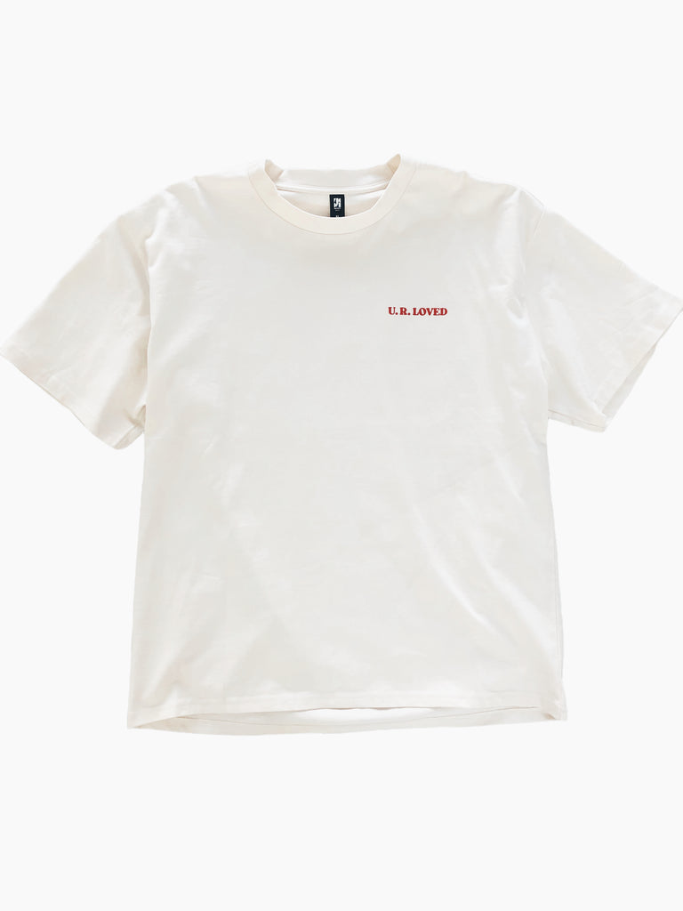 YOU ARE LOVED HEART VINTAGE WHITE SLEEVE T-SHIRT
