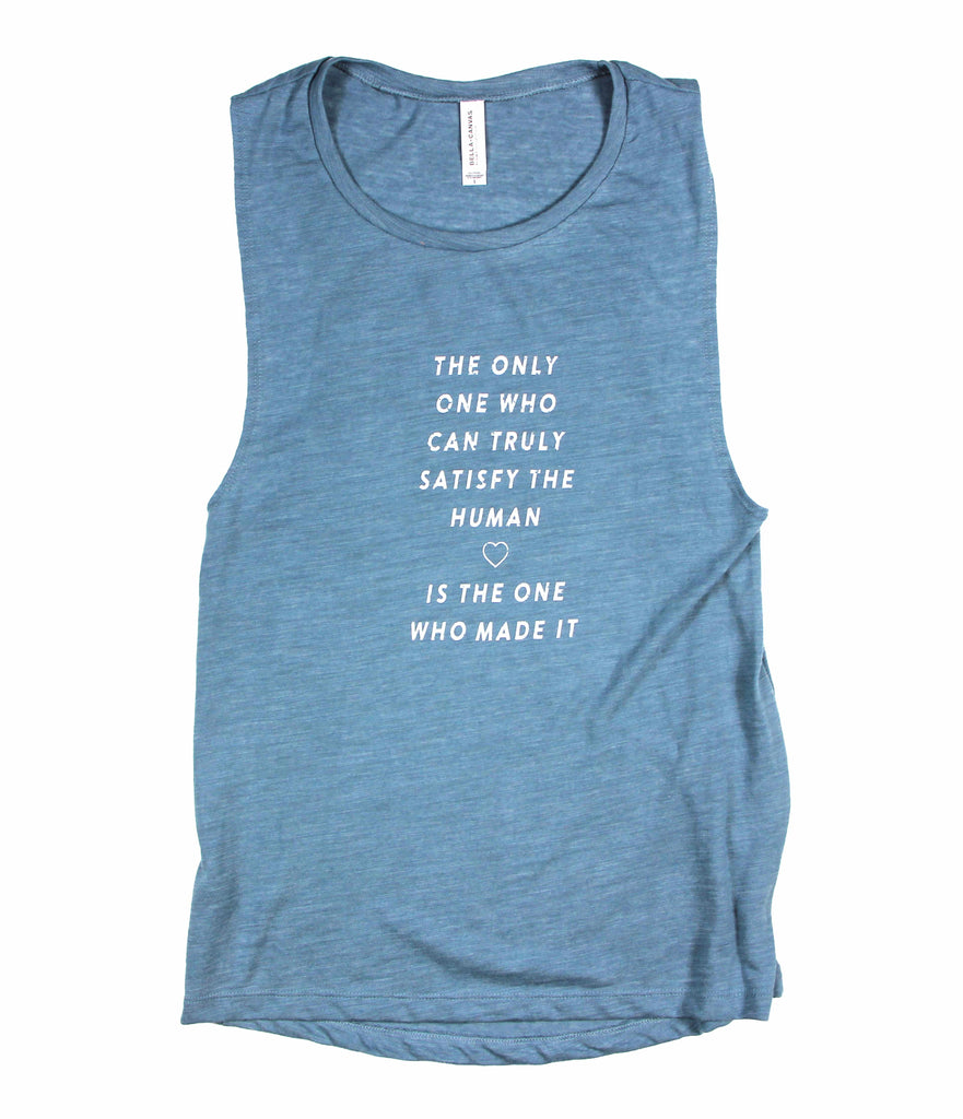 TRULY SATISFY BLUE WOMEN'S FLOWY MUSCLE TANK