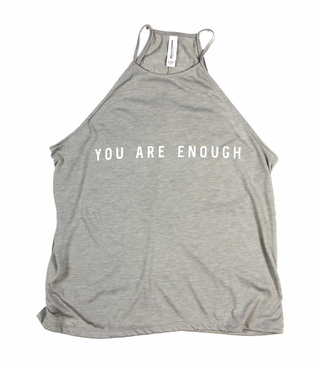 YOU ARE ENOUGH CONCRETE WOMEN'S FLOWY HIGH NECK TANK