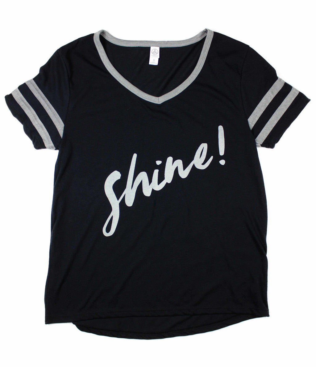 SHINE BLACK WOMEN'S VARSITY LOOSE FIT T-SHIRT