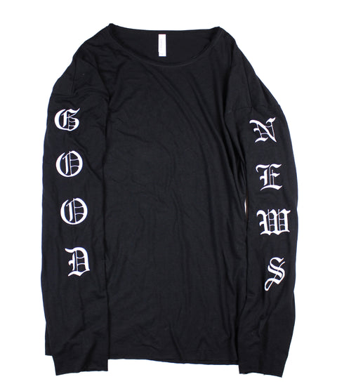 GOOD NEWS BLACK RAW NECK LONG SLEEVE