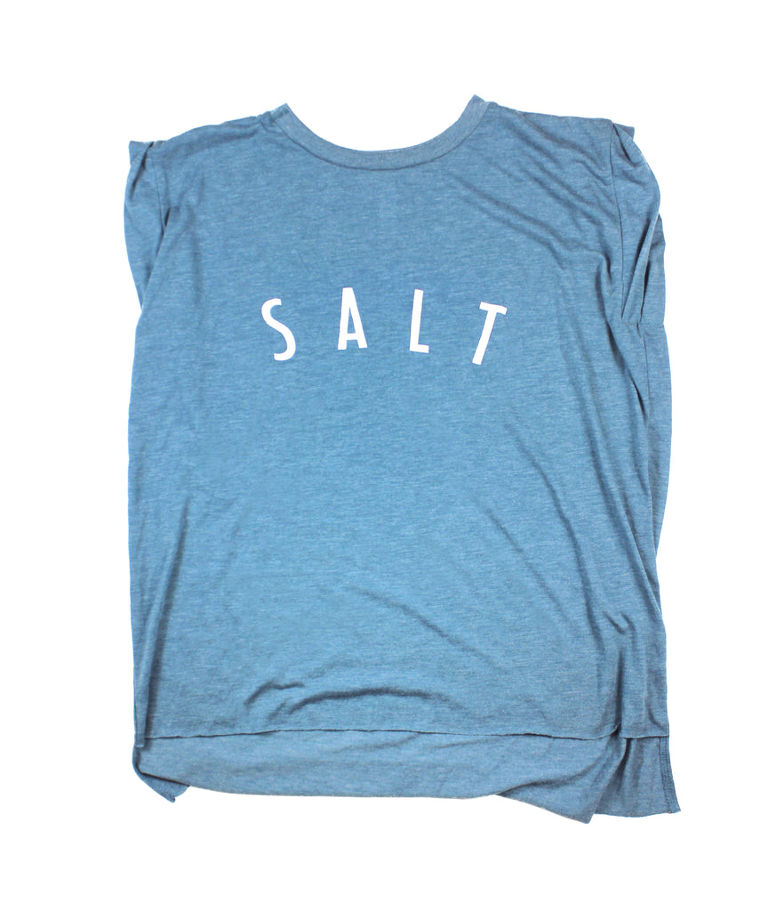 SALT + LIGHT HEATHER TEAL WOMEN'S ROLLED CUFF MUSCLE T-SHIRT