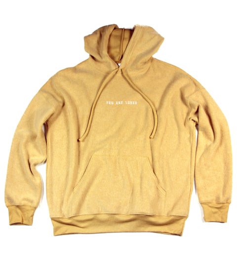 YOU ARE LOVED MUSTARD FLEECE HOODIE