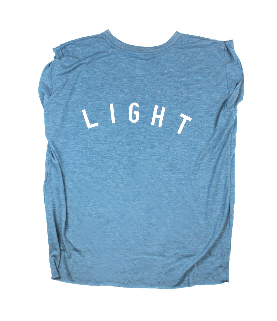 SALT + LIGHT HEATHER TEAL WOMEN'S ROLLED CUFF MUSCLE T-SHIRT