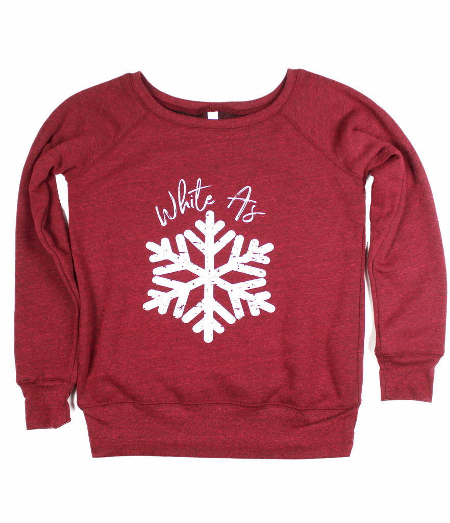 WHITE AS SNOW CRANBERRY WOMEN'S WIDE NECK SWEATSHIRT