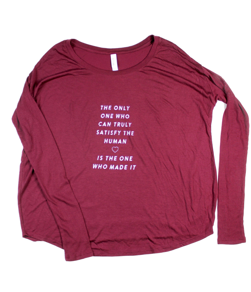TRULY SATISFY WOMEN'S MAROON FLOWY LONG-SLEEVE