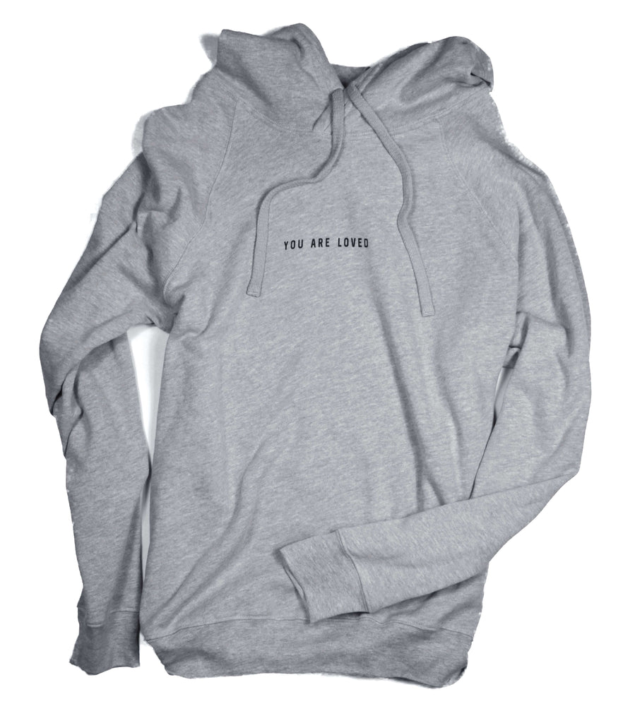 YOU ARE LOVED CROSS GRAY CROSSOVER HOODIE