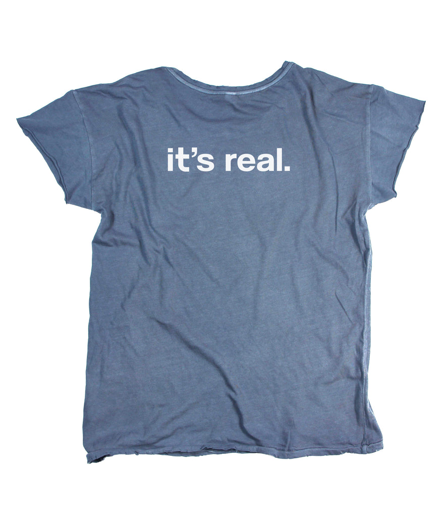 HEAVEN IT'S REAL NAVY DISTRESSED T-SHIRT