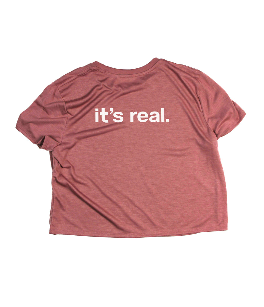 HEAVEN IT'S REAL MAUVE WOMEN'S FLOWY CROPPED TEE