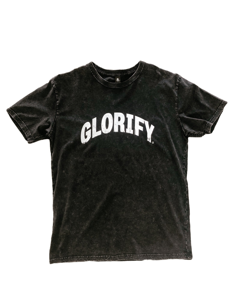 GLORIFY BLACK MINERAL WASH SLEEVE T-SHIRT