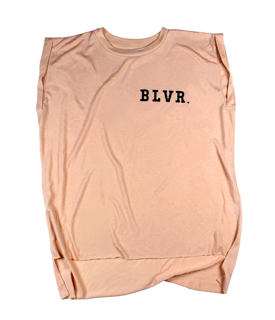 BLVR. PEACH WOMEN'S ROLLED CUFF MUSCLE T-SHIRT