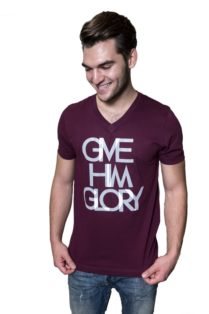 Give Him Glory Maroon V-Neck