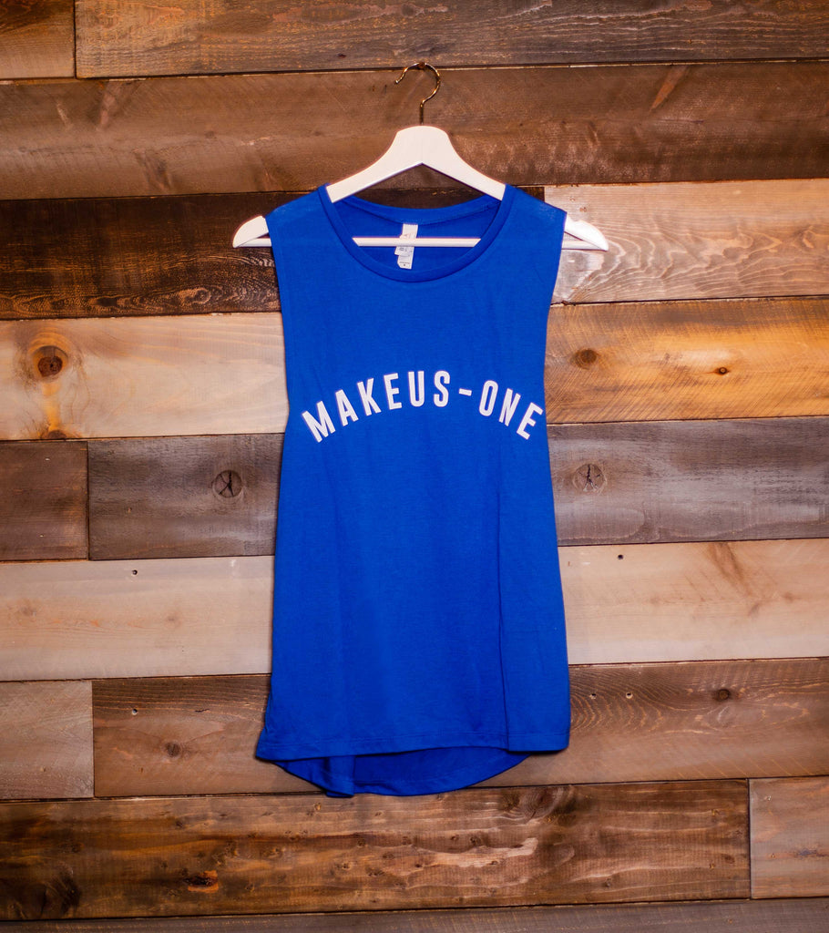 MAKE US ONE ROYAL BLUE WOMEN'S FLOWY MUSCLE TANK