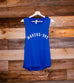 MAKE US ONE ROYAL BLUE WOMEN'S FLOWY MUSCLE TANK