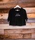 LOVE EVERYBODY BLACK WOMEN'S FLOWY CROPPED TEE