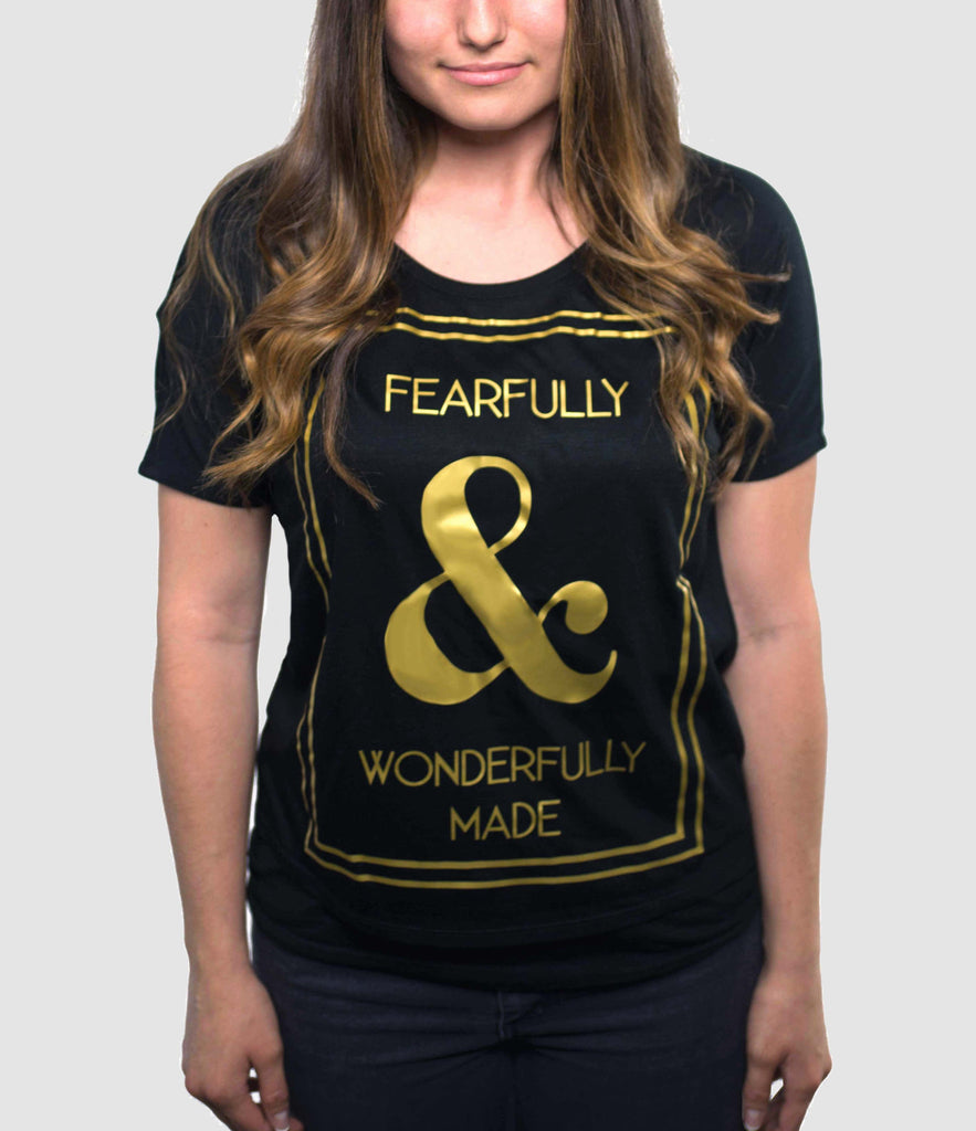 FEARFULLY & WONDERFULLY MADE BLACK WOMEN'S SLOUCHY TANK