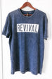 REVIVAL NAVY MINERAL WASH SLEEVE T-SHIRT