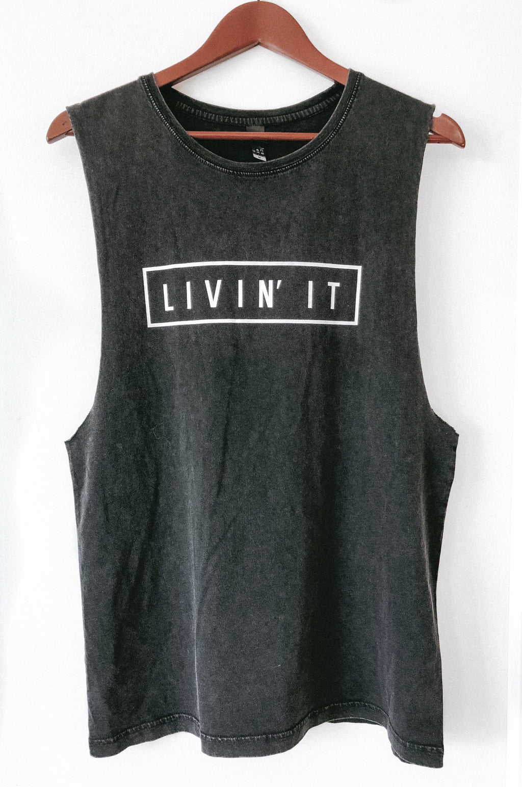 LIVIN' IT STONE WASH MUSCLE TANK